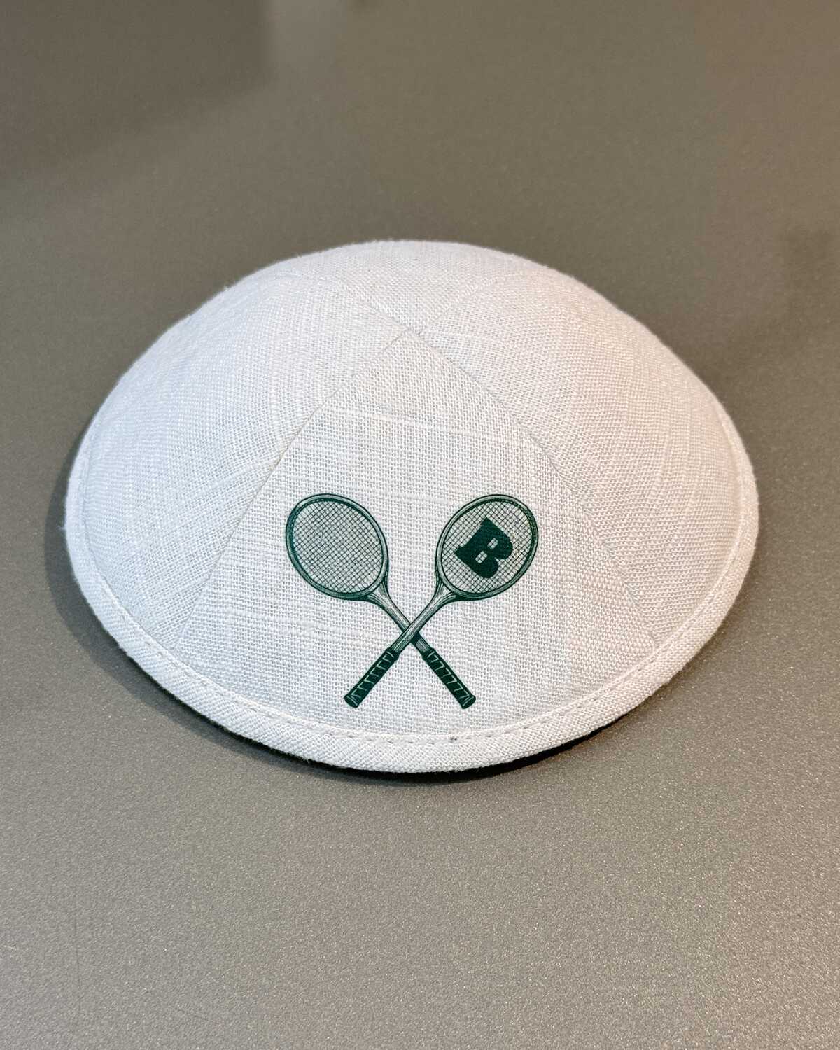 Brit milah kippot de satín blanco personalizadas con el nombre del bebé